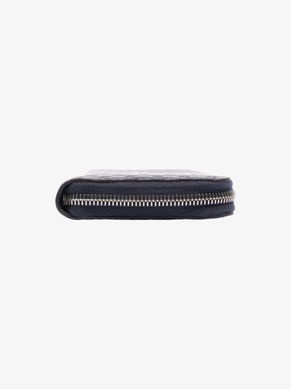 Gucci Microguccissima Zip Around Wallet Navy Blue GG Leather