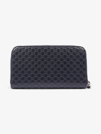 Gucci Microguccissima Zip Around Wallet Navy Blue GG Leather
