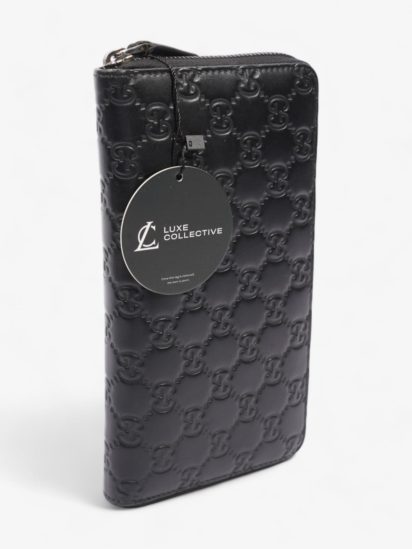 Gucci Guccissima Zip Around Wallet Black Leather