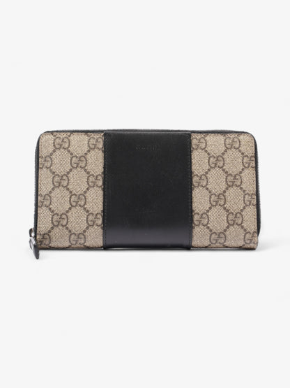 Gucci Zip Around GG Wallet Beige And Ebony GG Supreme / Black Coated Canvas