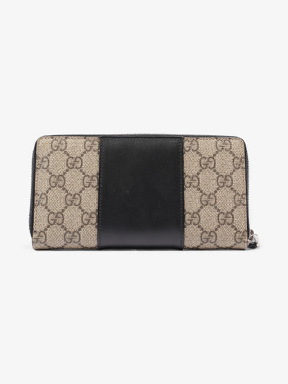 Gucci Zip Around GG Wallet Beige And Ebony GG Supreme / Black Coated Canvas