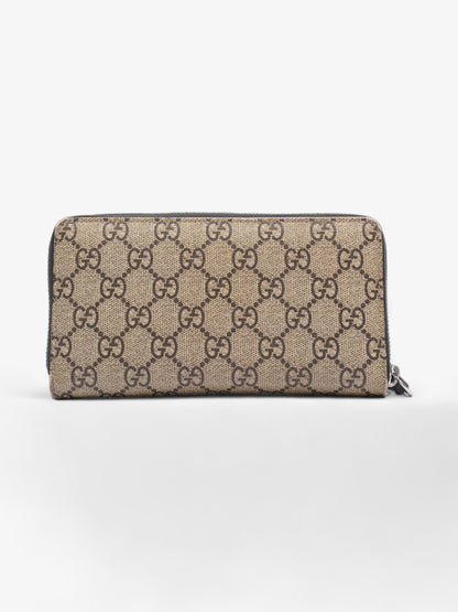 Gucci Snake Zip Around Wallet Beige And Ebony GG Supreme Coated Canvas