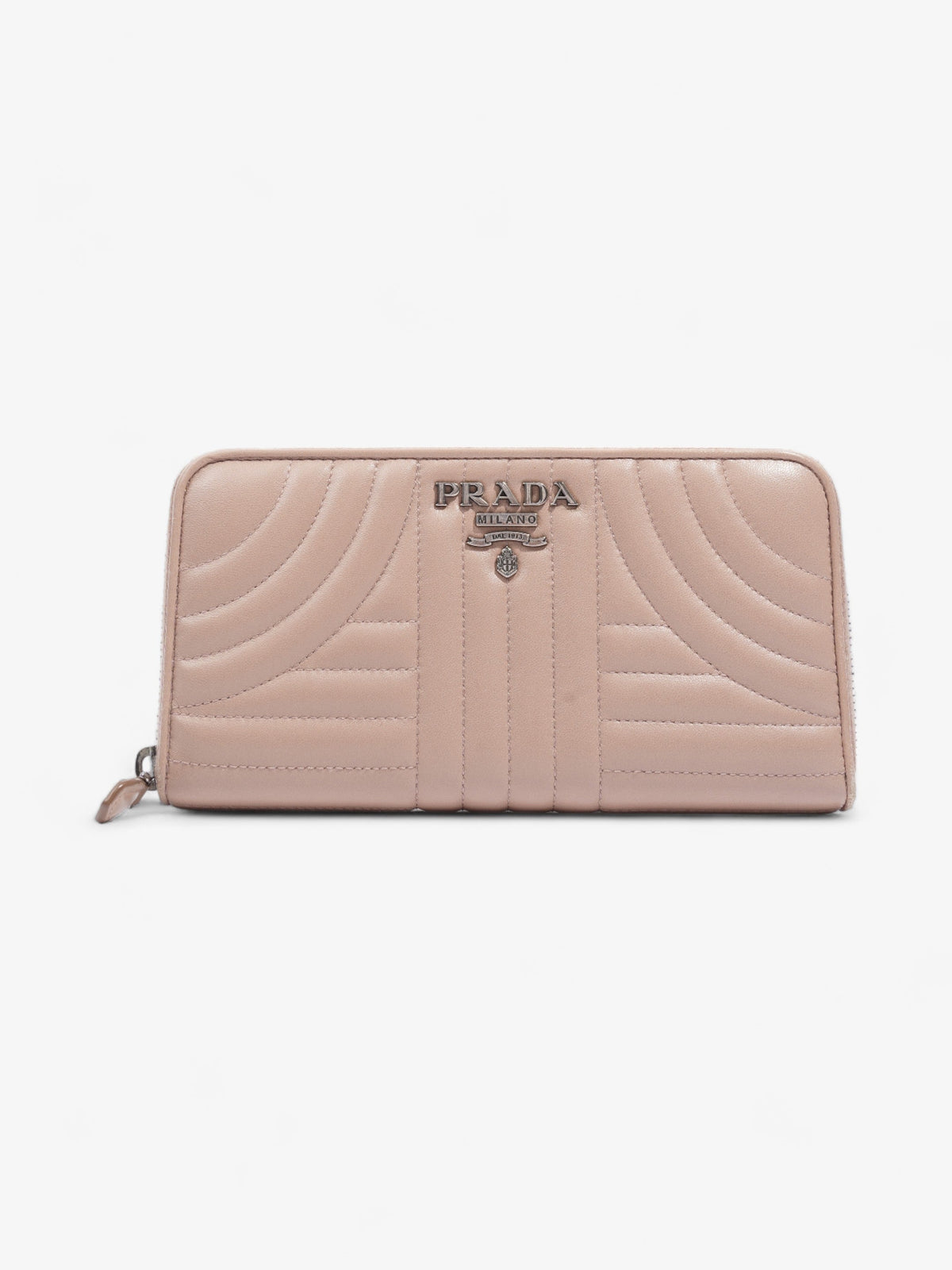Prada Nappa Leather Zip Round Wallet Nude Nappa Leather