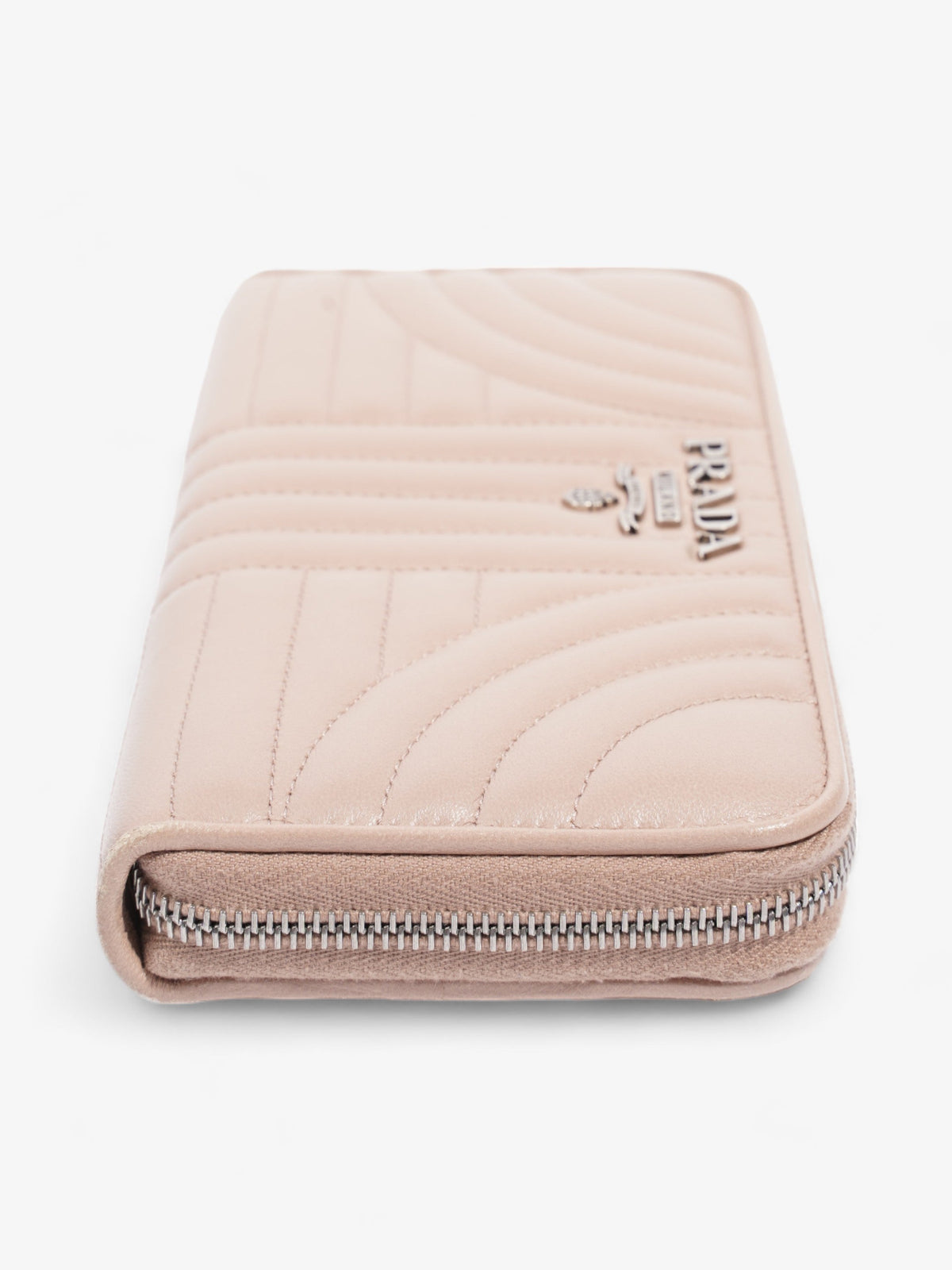 Prada Nappa Leather Zip Round Wallet Nude Nappa Leather