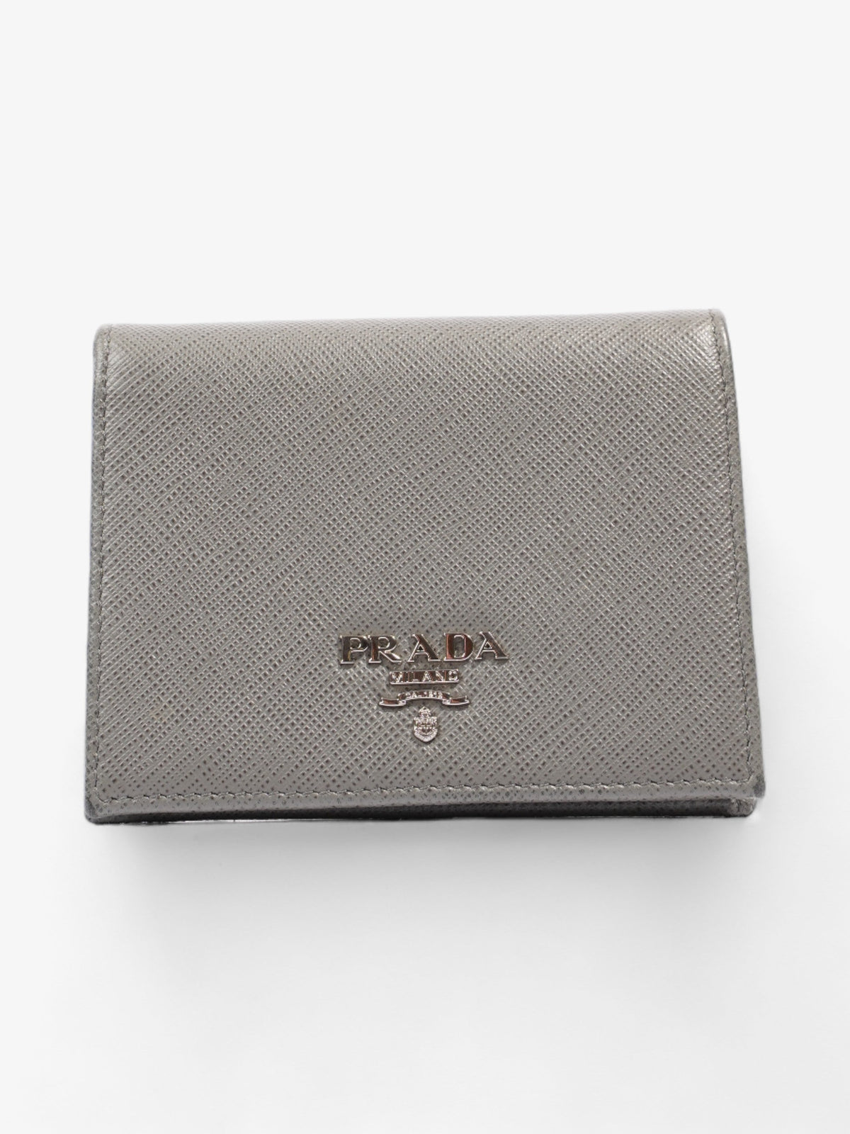 Prada Wallet Grey Saffiano Leather