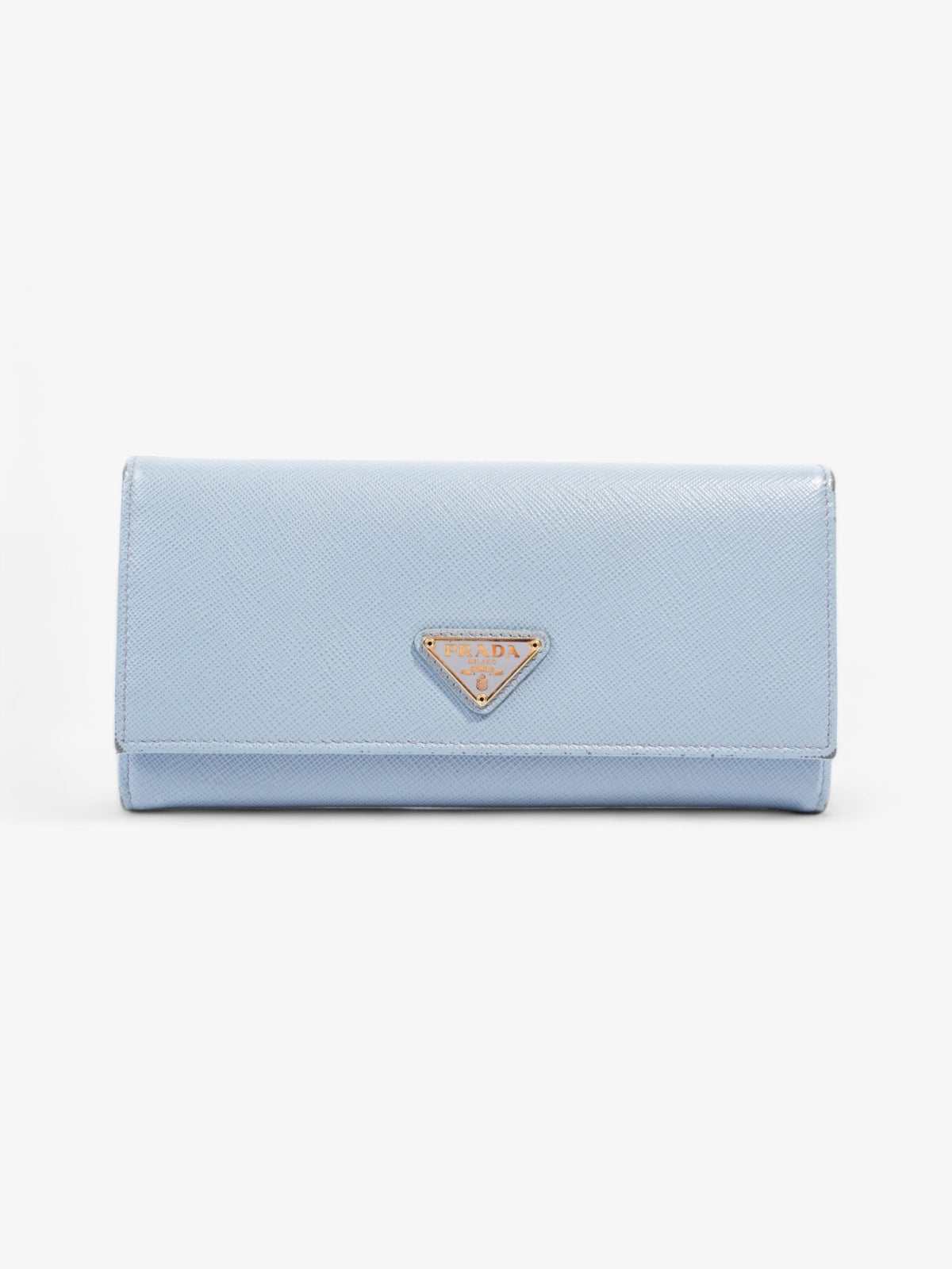 Prada Long Flap Wallet Light Blue Saffiano Leather