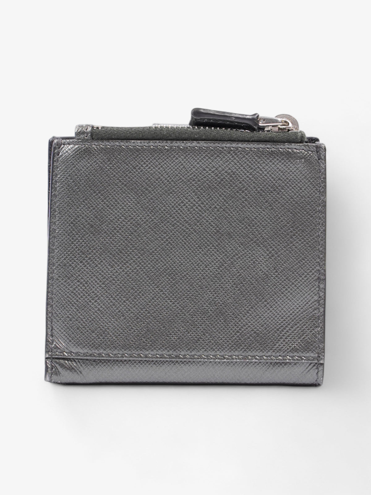 Prada Compact Wallet Grey Saffiano Leather