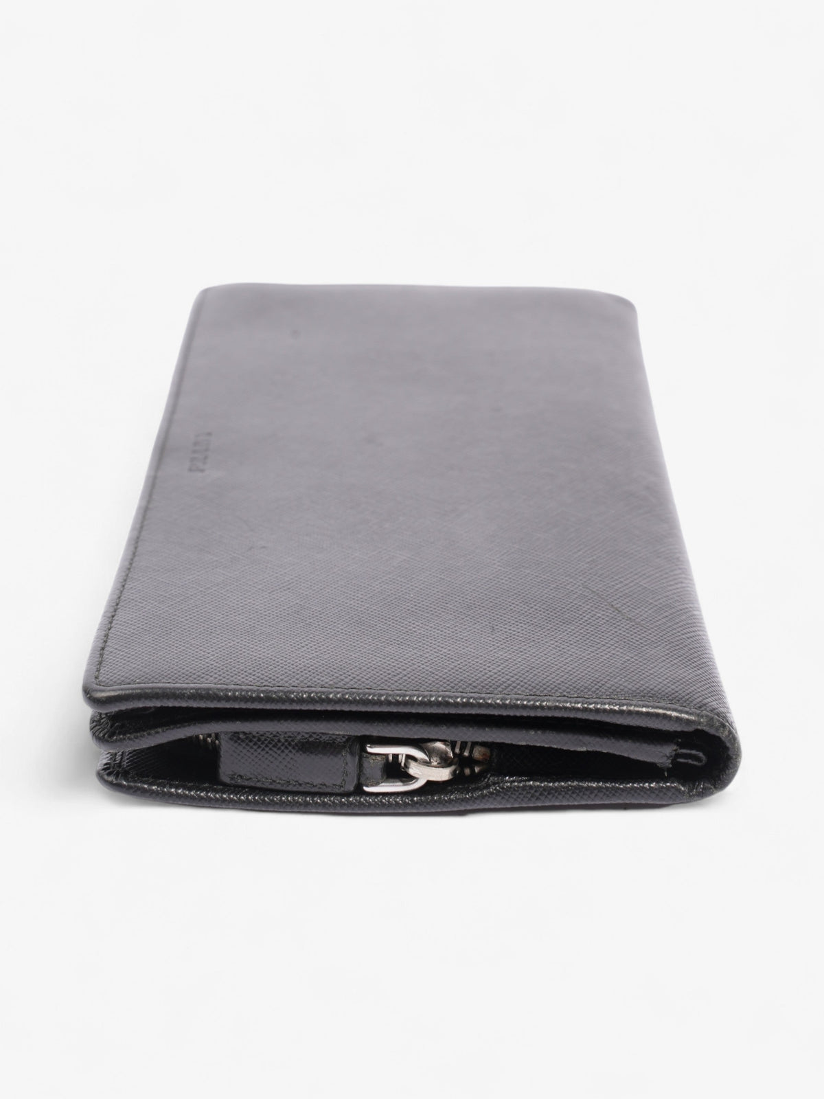 Prada Long Zip Around Wallet Black Saffiano Leather