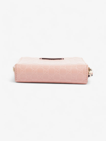Gucci Gucci Micro Guccissima 449395 Leather Compact Wallet Pink   Ⓖ Engraving Pink Embossed Leather