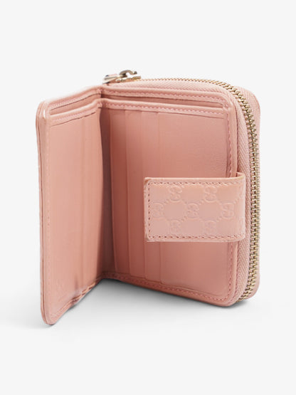 Gucci Gucci Micro Guccissima 449395 Leather Compact Wallet Pink   Ⓖ Engraving Pink Embossed Leather