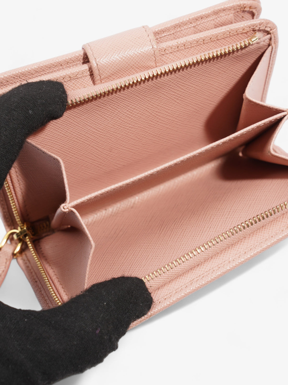 Prada Compact Wallet Pink Saffiano Leather