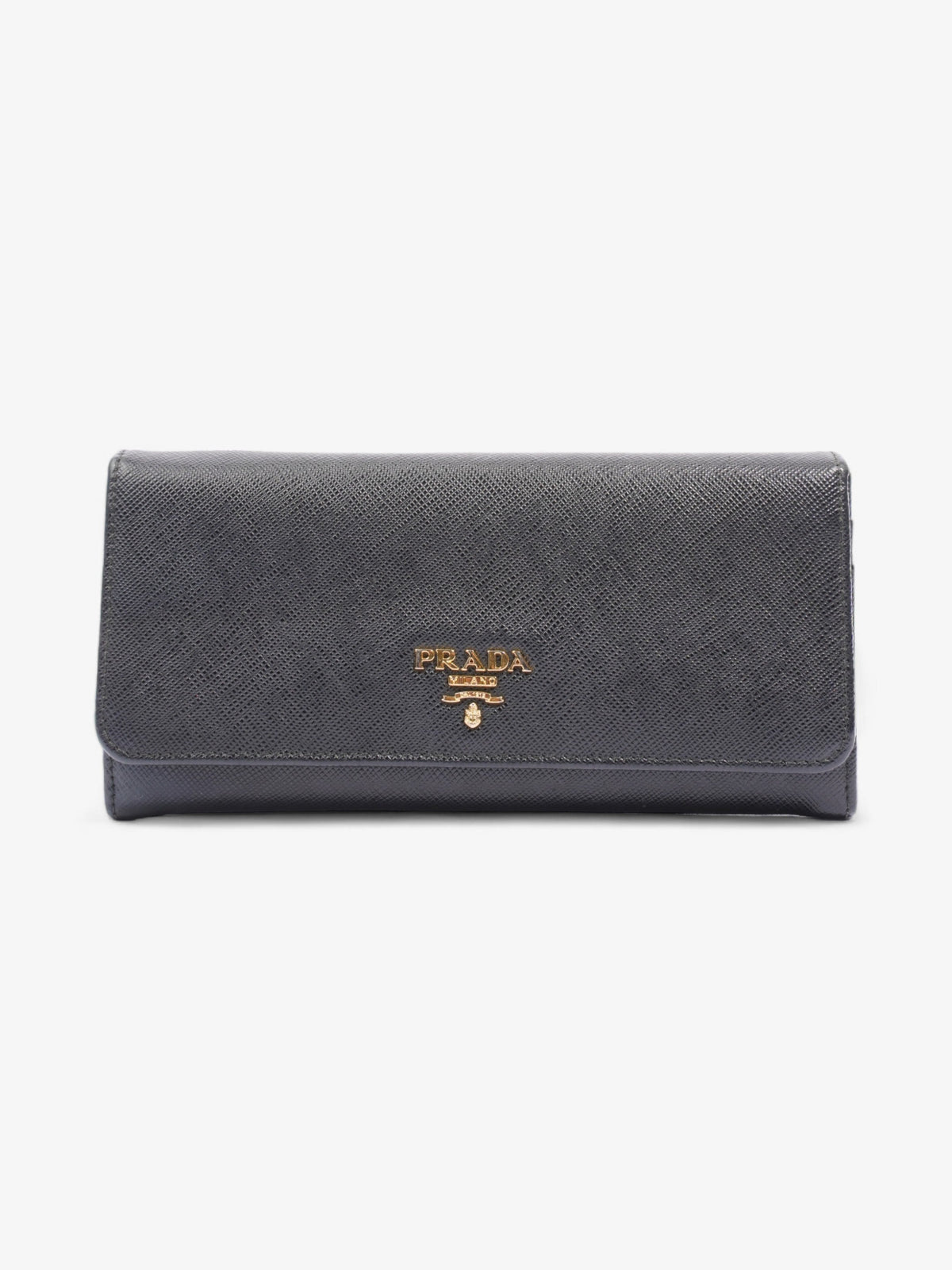 Prada Continental Wallet Black Saffiano Leather