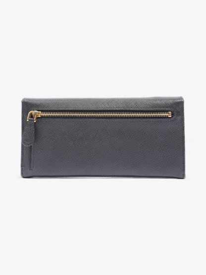 Prada Continental Wallet Black Saffiano Leather