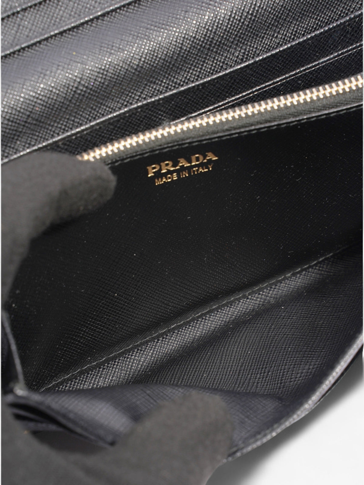 Prada Continental Wallet Black Saffiano Leather