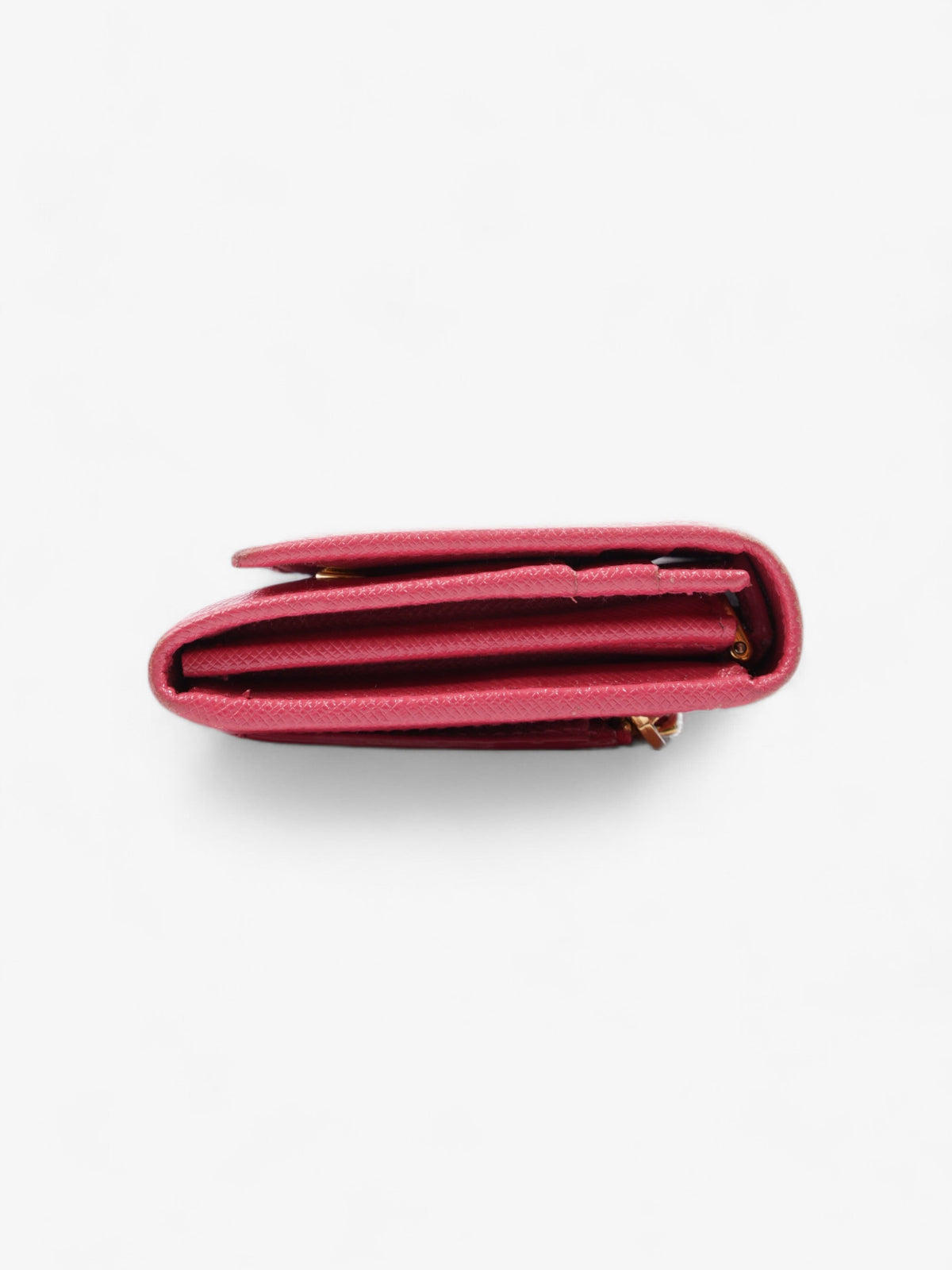Prada Triangular Logo Flap Wallet Pink Saffiano Leather