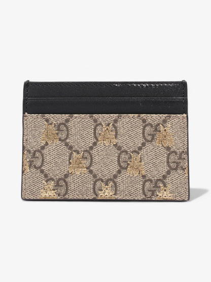 Gucci Bee Card Holder GG Supreme / Black / Gold Coated Canvas