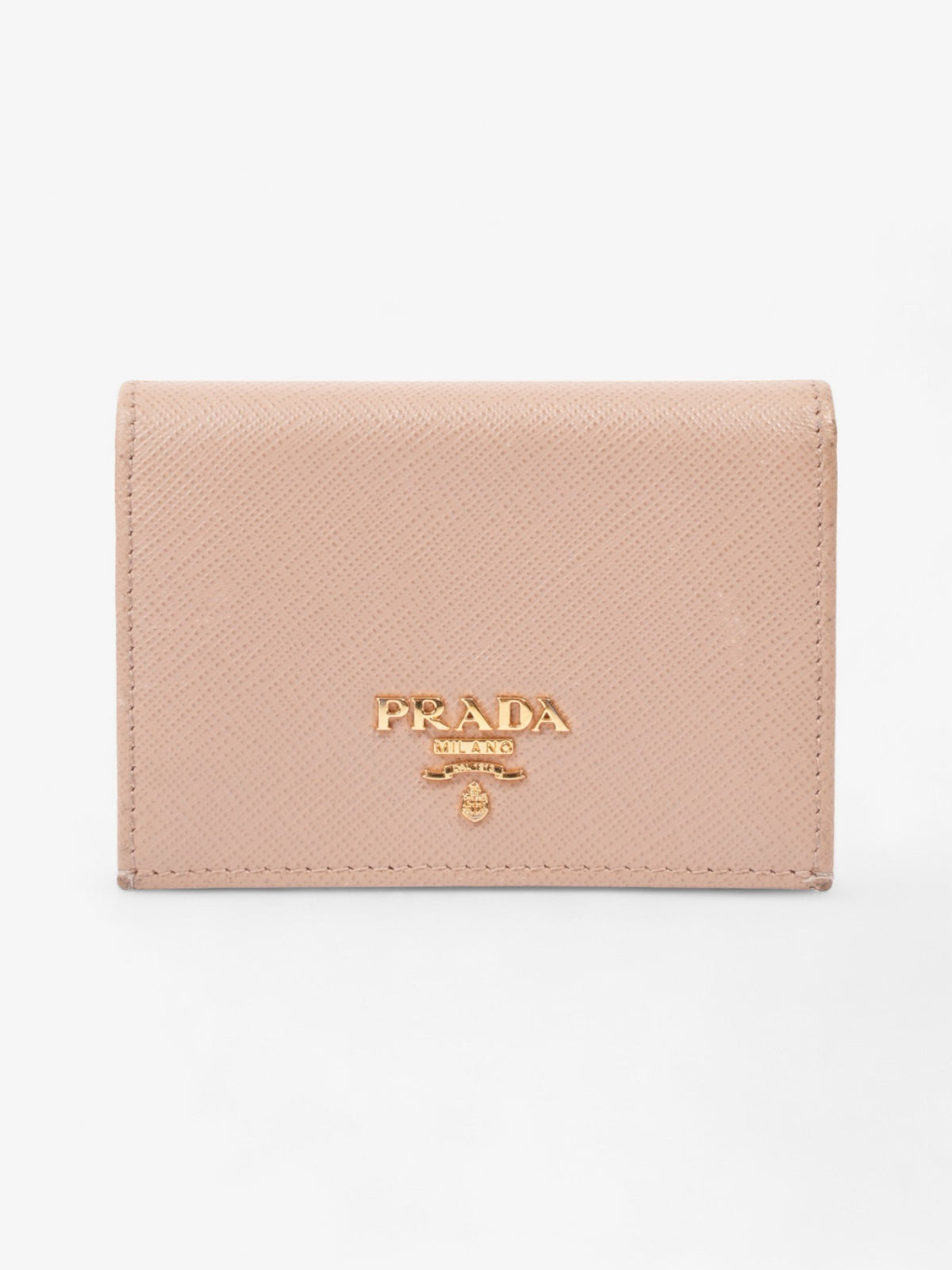 Prada Card Case Holder Beige Saffiano Leather