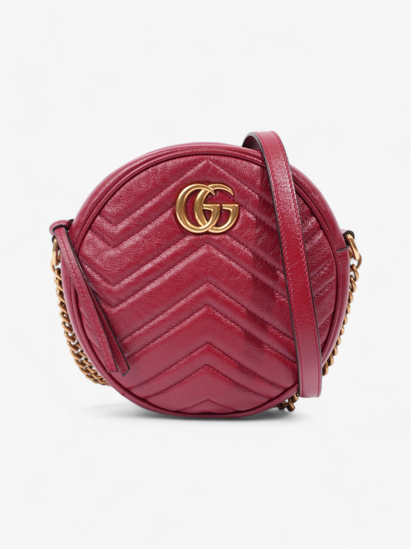 Gucci Marmont Round Bag Red Matelasse Leather