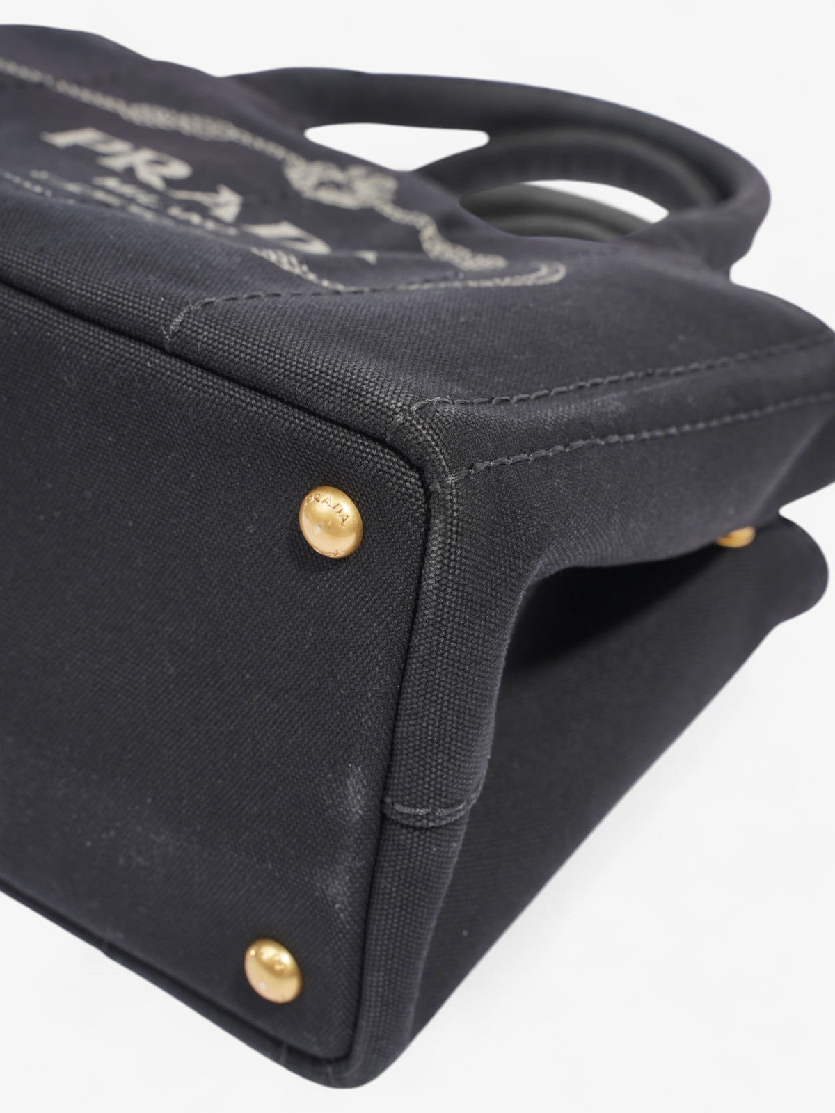 Prada Canapa 2 Way Handbag Black Cotton