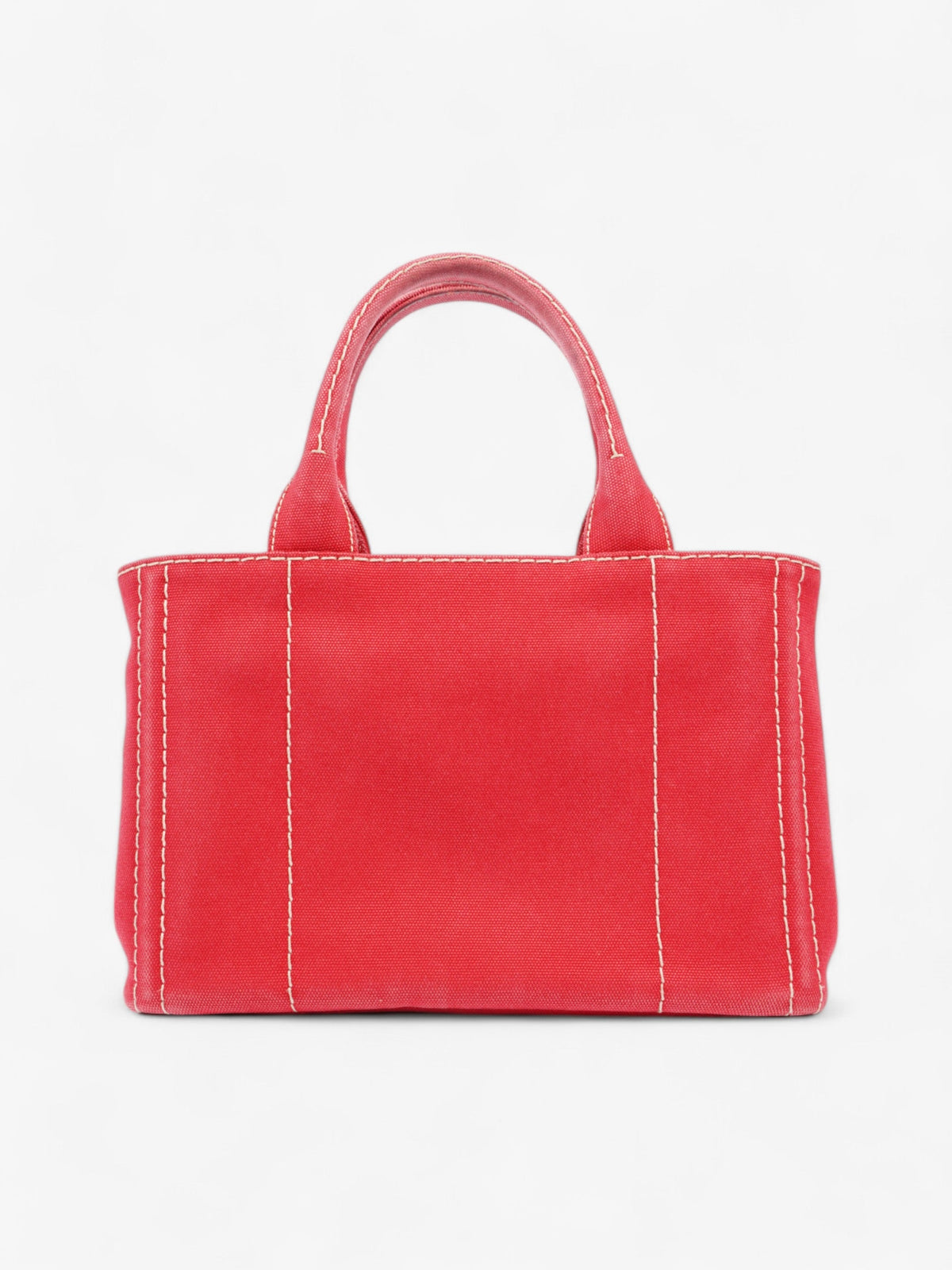 Prada Canapa 2 Way Handbag Red Cotton