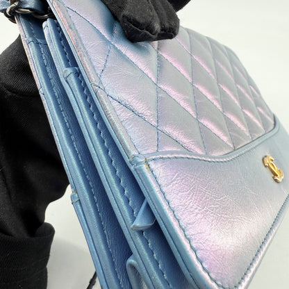 Chanel Iridescent Blue Wallet On Chain