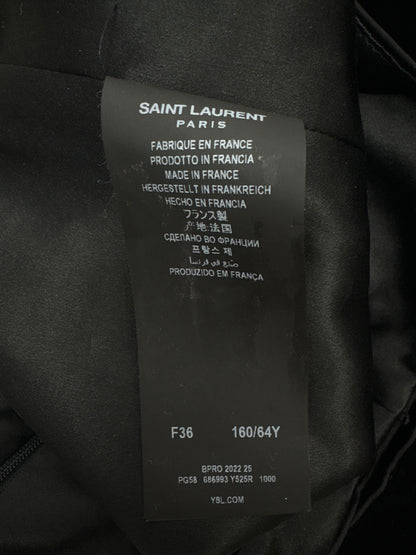 Saint Laurent Black Velvet Mini Sleeveless Playsuit with Crystal Heart and YSL Zip Detail Size FR 36 (UK 8)