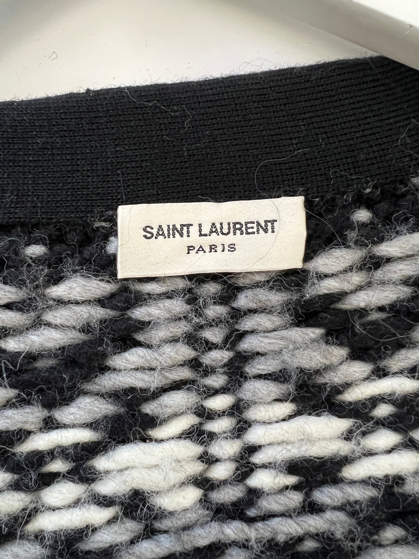 Saint Laurent Black & Grey Knit V-Neck igan Size S (UK 8)