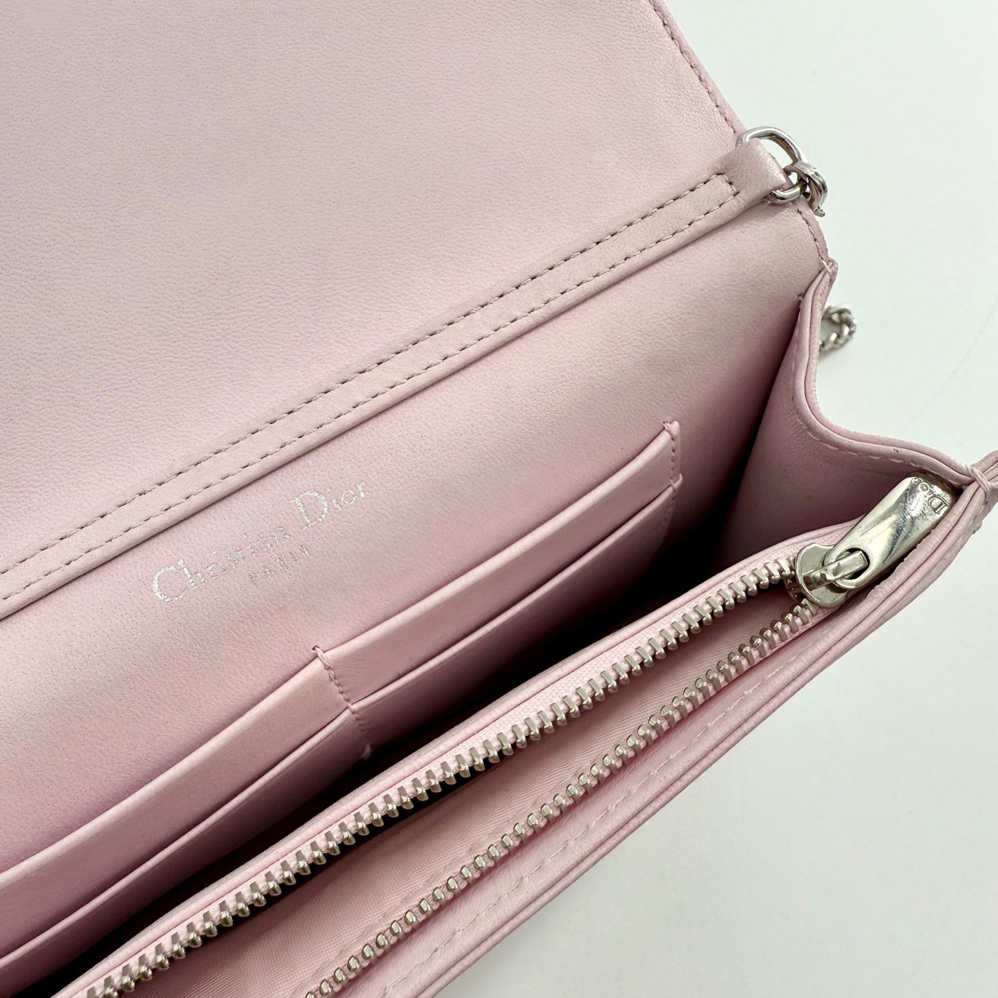 Christian Dior Diorama Patch Embellished Leather Wallet on Chain TWS