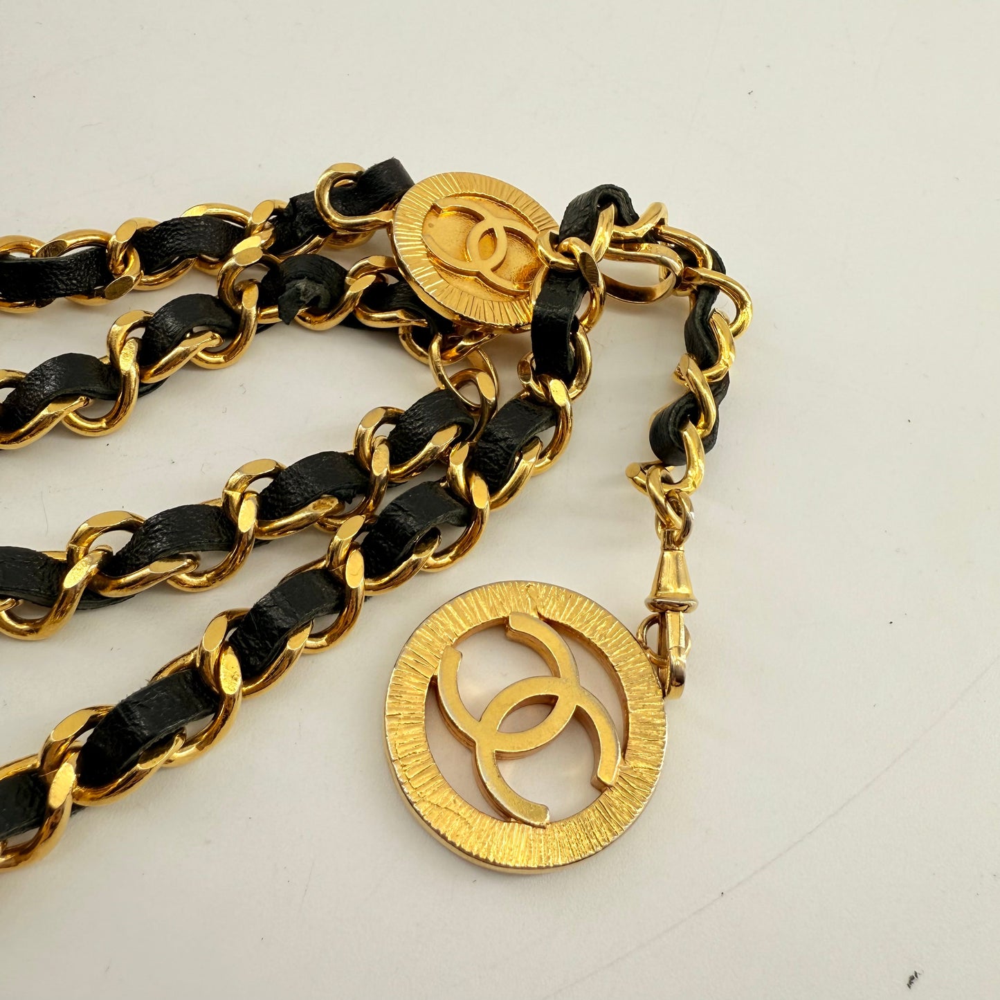 CHANEL Vintage Black Golden Waist Chain