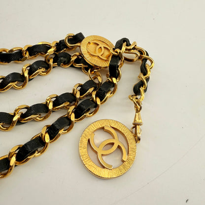 CHANEL Vintage Black Golden Waist Chain