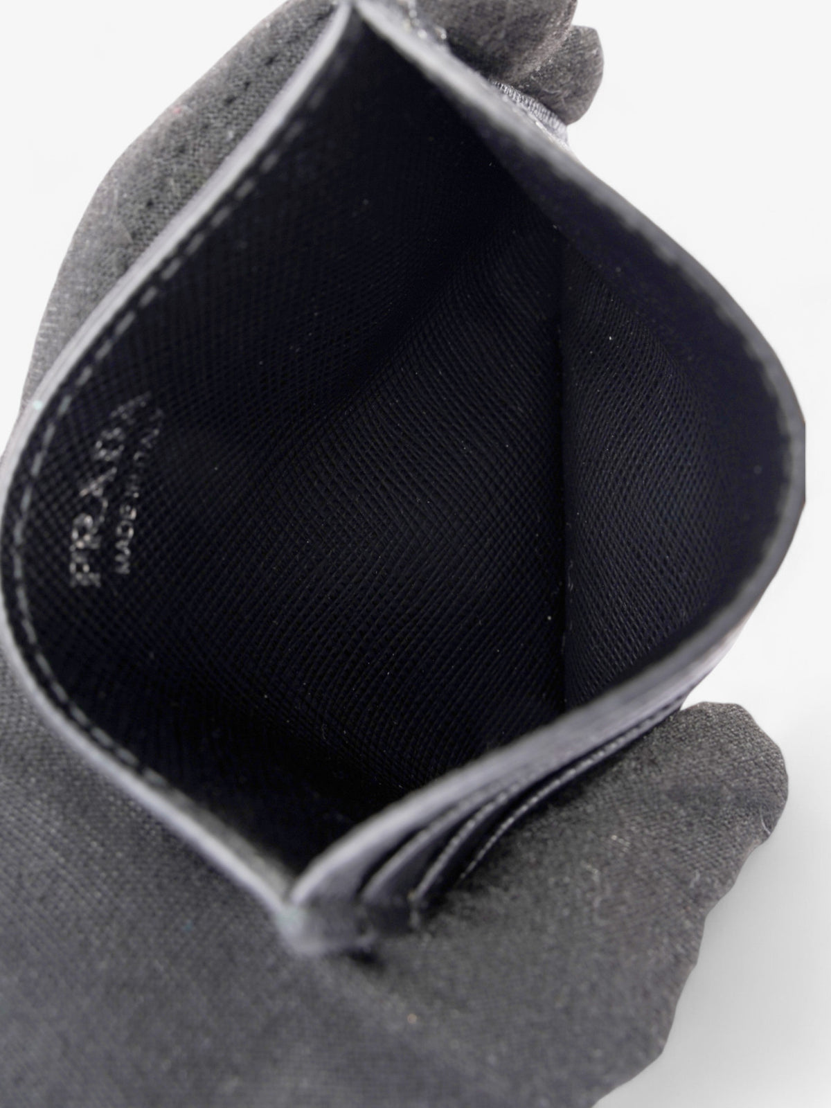 Prada Card Case Holder Black Saffiano Leather