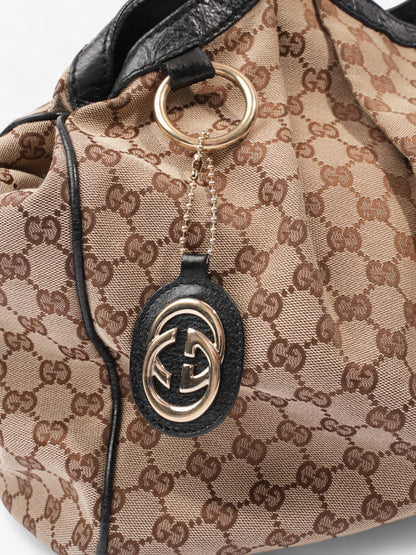 Gucci Sukey Large Beige And Ebony GG Supreme Canvas