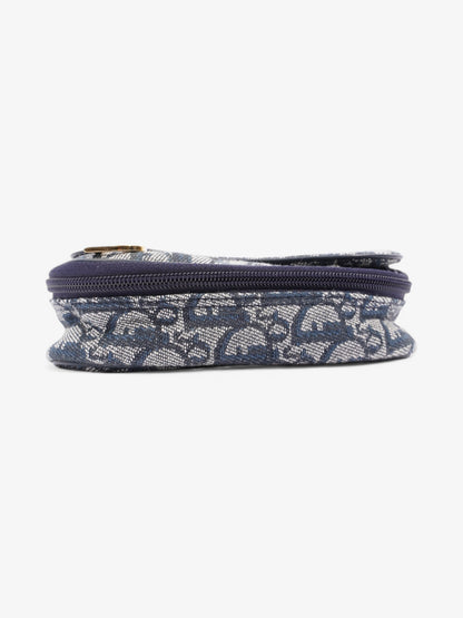 Christian Dior Trotter Saddle Pouch Blue Oblique Cotton