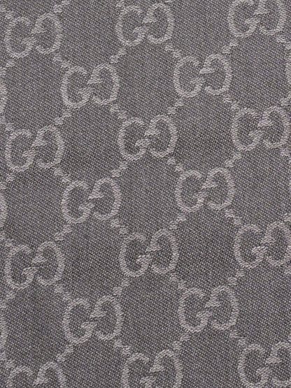 Gucci GG Logo Scarf Grey Wool 70 x 195cm