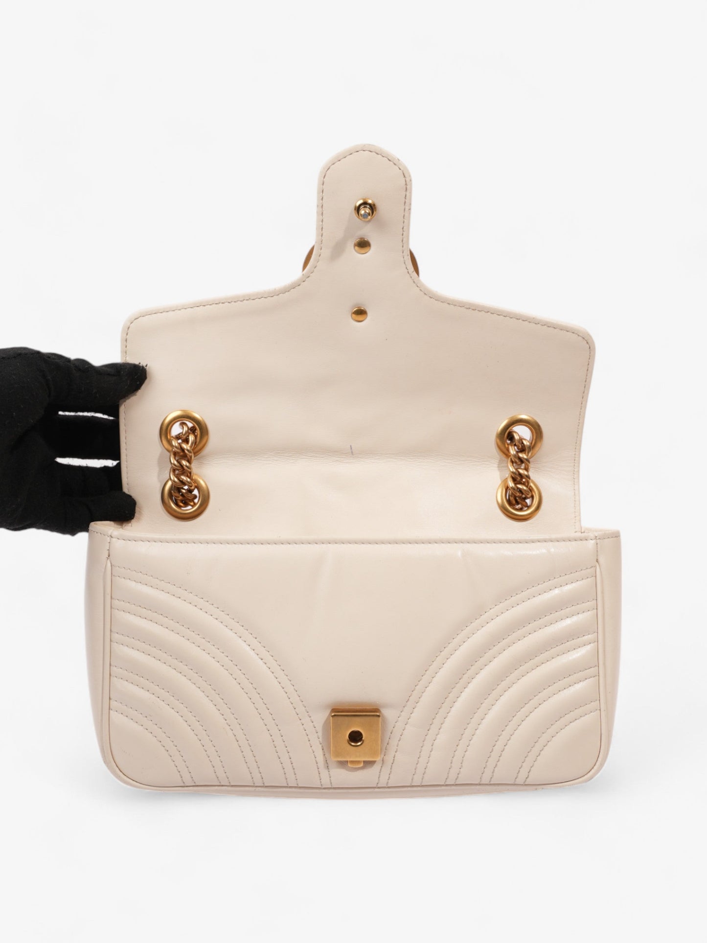 Gucci GG Marmont White Matelasse Leather Small