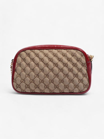 Gucci Marmont Chain Shoulder Beige / Red Canvas Small