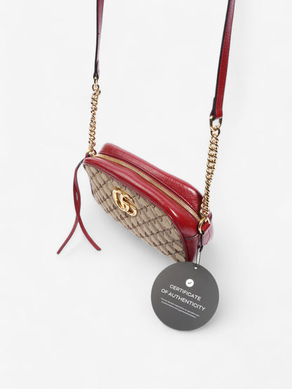 Gucci Marmont Chain Shoulder Beige / Red Canvas Small