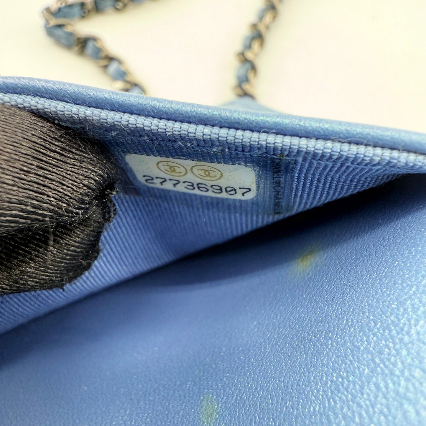 Chanel Iridescent Blue Wallet On Chain