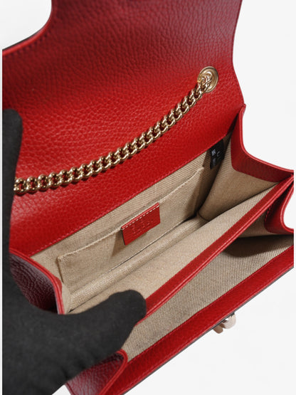 Gucci Interlocking Chain Shoulder Red Calfskin Leather Small