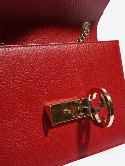 Gucci Interlocking Chain Shoulder Red Calfskin Leather Small