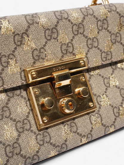 Gucci Padlock Bee Chain Shoulder Supreme Coated Canvas Small
