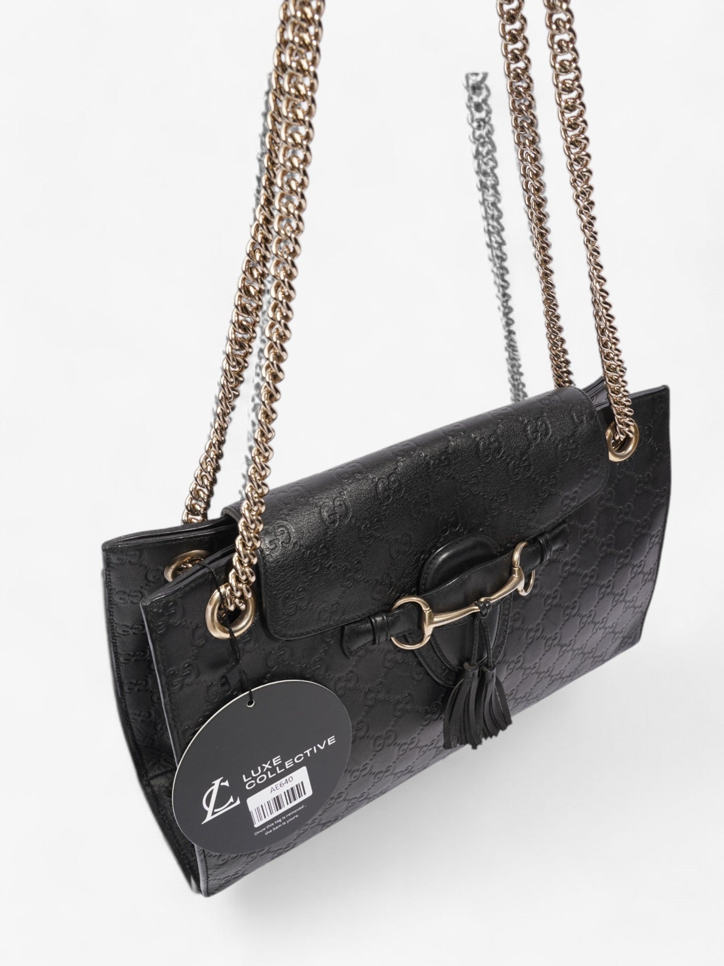Gucci Emily Guccissima Chain Black Calfskin Leather