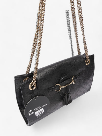 Gucci Emily Guccissima Chain Black Calfskin Leather