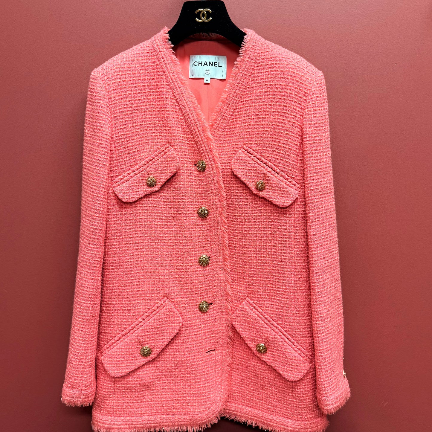 Chanel Pink Tweed Jacket 20 FW