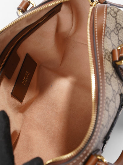 Gucci Boston Bee Bag GG Supreme / Brown Coated Canvas Small