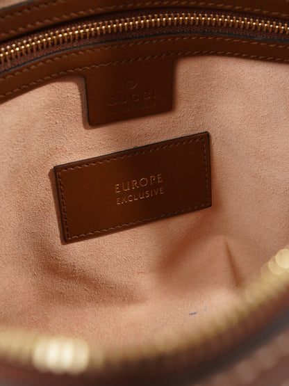 Gucci Boston Bee Bag GG Supreme / Brown Coated Canvas Small