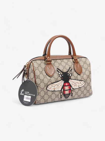 Gucci Boston Bee Bag GG Supreme / Brown Coated Canvas Small