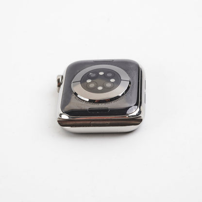 Hermes 40mm Apple Watch (Series 6) Stainless Steel Case (Fauve Barenia Single Tour/Orange Strap))