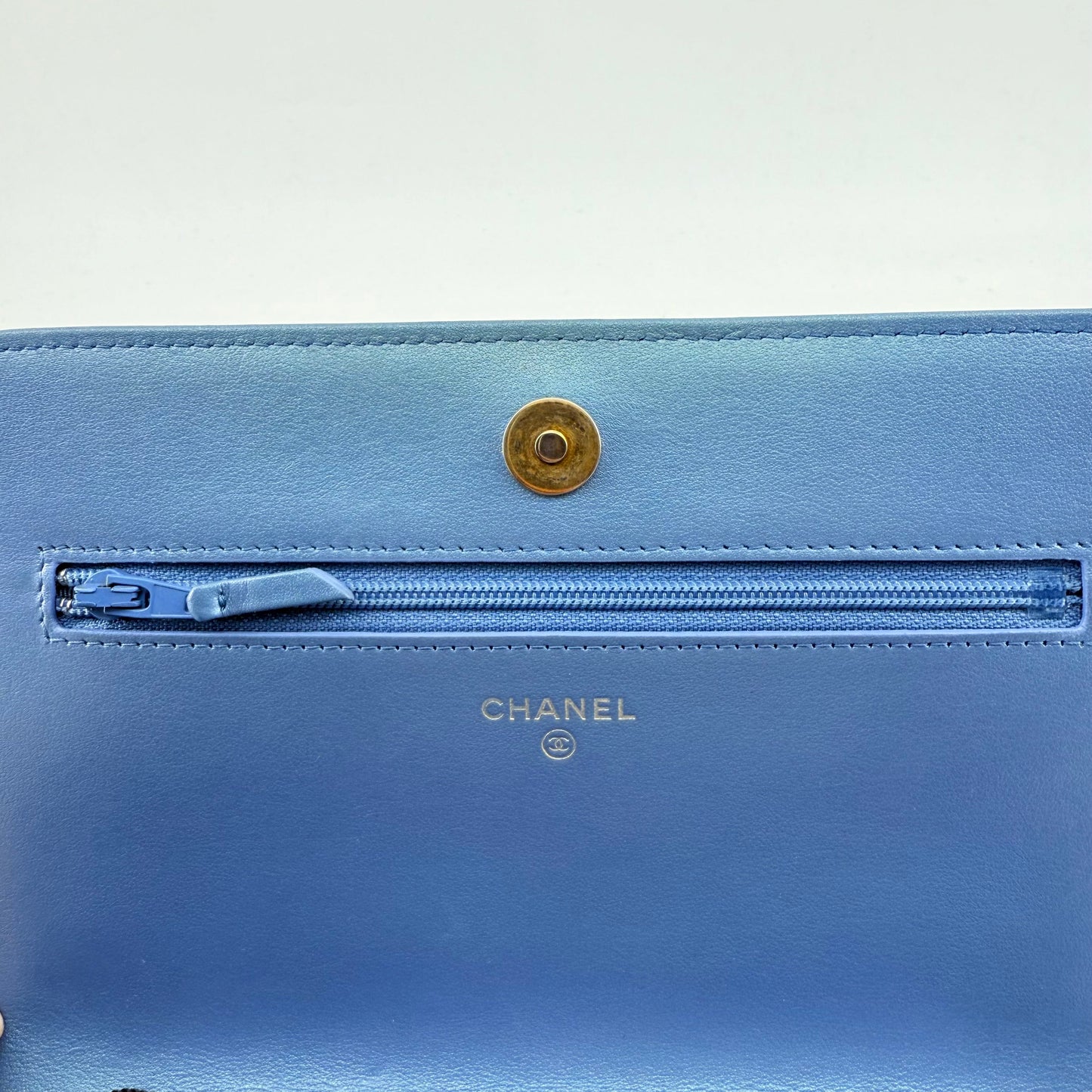 Chanel Iridescent Blue Wallet On Chain