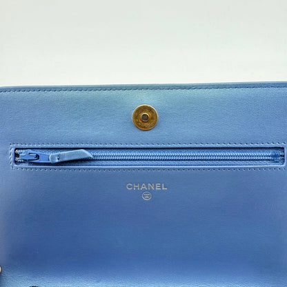 Chanel Iridescent Blue Wallet On Chain